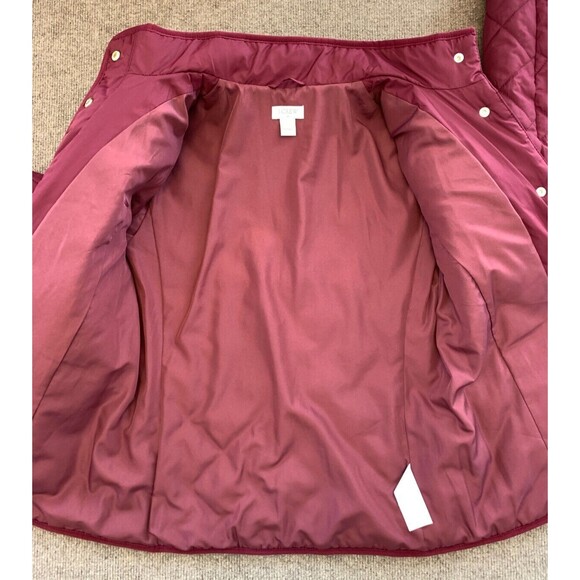 J Crew Quilted Jacket Womens S Barn Coat Patch Pockets Lined Preppy Burgundy - Picture 4 of 10